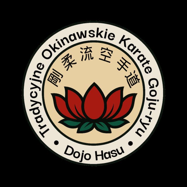 Logo Białostockiego Klubu Karate Goju-ryu w Białymstoku - Dojo Hasu z napisem hasu - lotos.